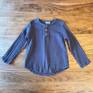 Jamie Kay Organic Cotton Gray Long Sleeve Henley Top Size 6Y